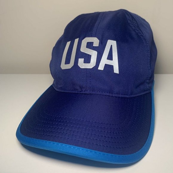 Nike USA Featherlight Dri-Fit Blue Unisex Tennis Running Hat Cap 812501 443 NEW